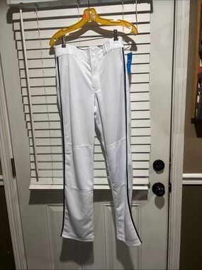 Champ Pro White Baseball Pants with Navy Side Stripe new with tags